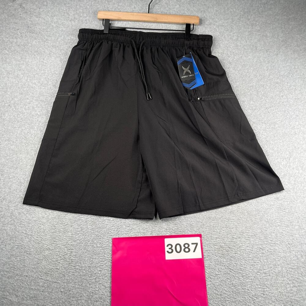 Game Time Basketball Shorts Mens 3XL Black Gym Performance NEW NWT Zip Pocket